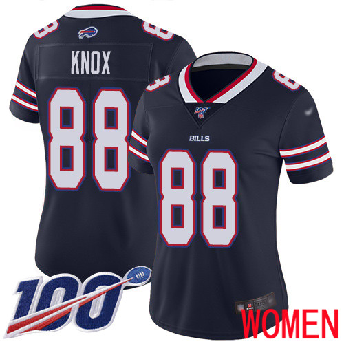 Women Buffalo Bills #88 Dawson Knox Limited Navy Blue Inverted Legend 100th Season NFL Jersey